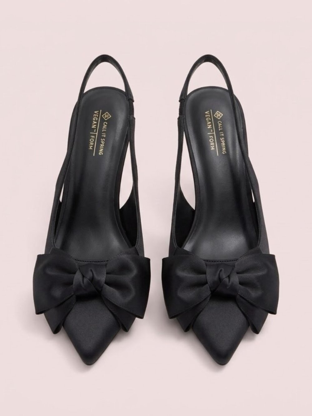 NWT Call It Spring Black Bow Coquette Pointed-Toe Slingback Heels